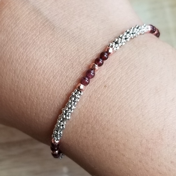 Garnet & Rose Gold Beaded Toggle Bracelet - Picture 7 of 7